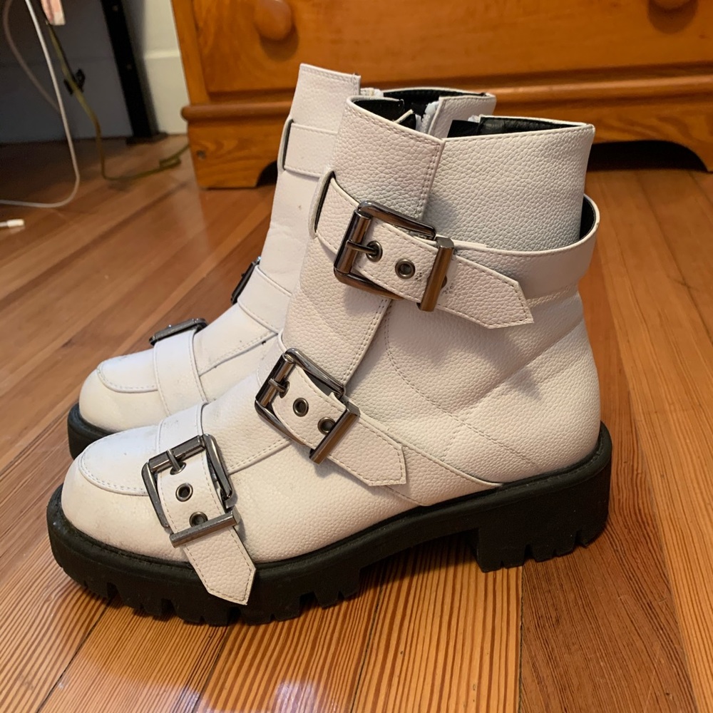 White buckle boots